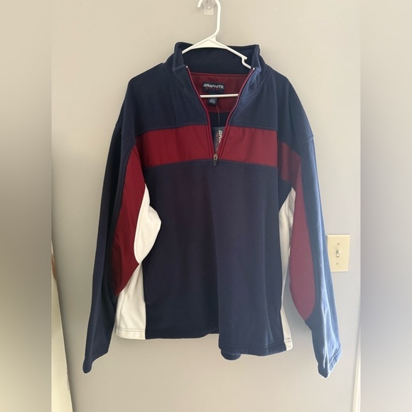 Graphite Sport Other - Graphite Sport Fleece Pullover Sweater Mens SZ XL Red White Blue New Pockets